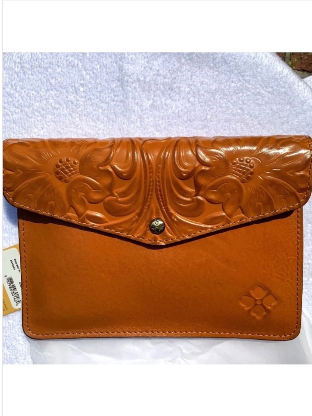 Patricia Nash Leather Clutch / Midi iPad Case Cognac 9X6.5